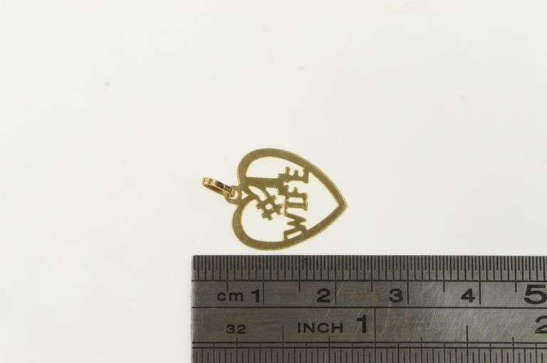 14K Yellow Gold #1 Number One Wife Heart Love Marriage Charm/Pendant