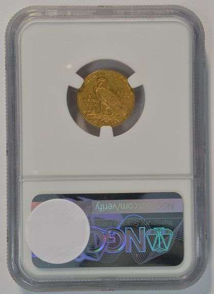 Near Mint 1912 US $2.50 Indian Gold Piece. NGC AU55