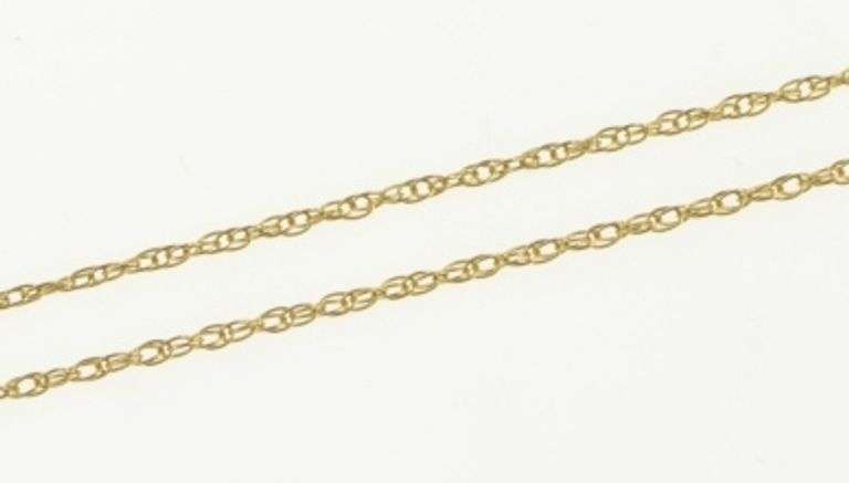 14K Yellow Gold 0.9mm Rolling Twist Cable Woven Chain Link Necklace