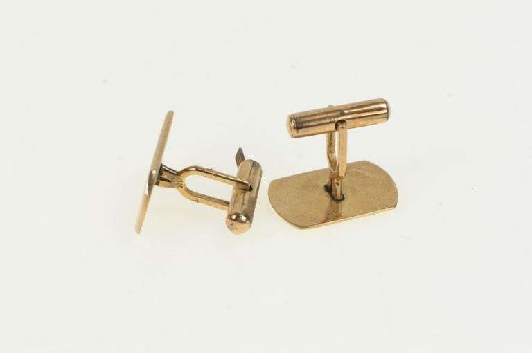 14K Yellow Gold Squared Monogrammable Vintage Classic Cuff Links