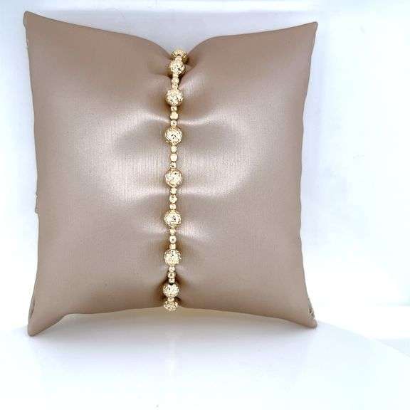 SPARKLING 14K YELLOW GOLD  BEAD BRACELET