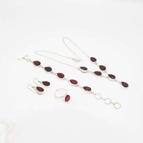 Complete 4 Piece Lab Ruby Jewelry Set