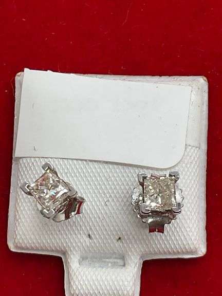 CERTIFIED 14K WHITE GOLD AND DIAMOND STUD EARRINGS