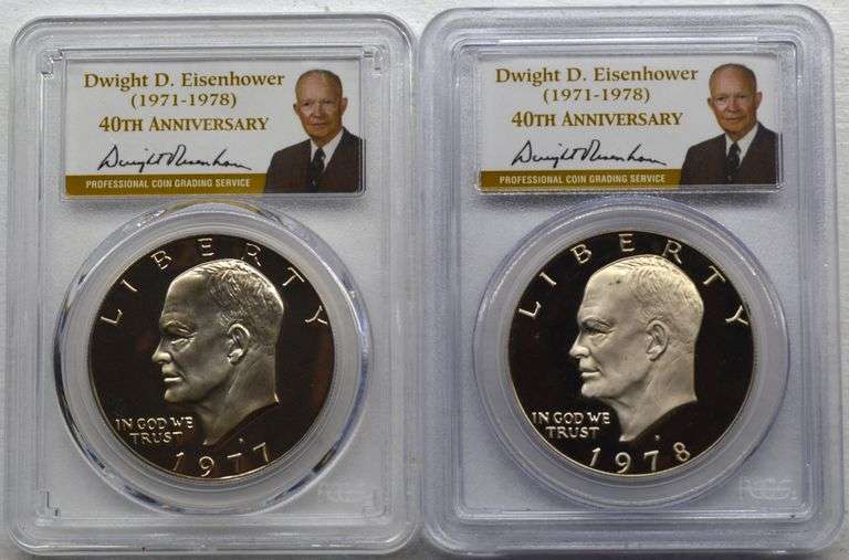 1977-S & 1978-S Proof Eisenhower $1 Dollars PCGS PR69 DCAM US Coin (Lot of two)