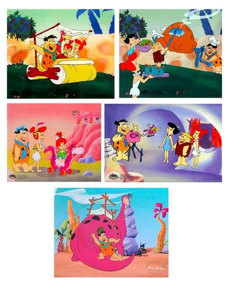 Spectacular Collection of 5 Flintstones Limited Edition Sericels