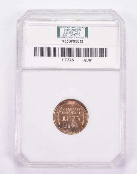 MS64 1937-S Lincoln Wheat Cent - 95% Red - Graded PCI
