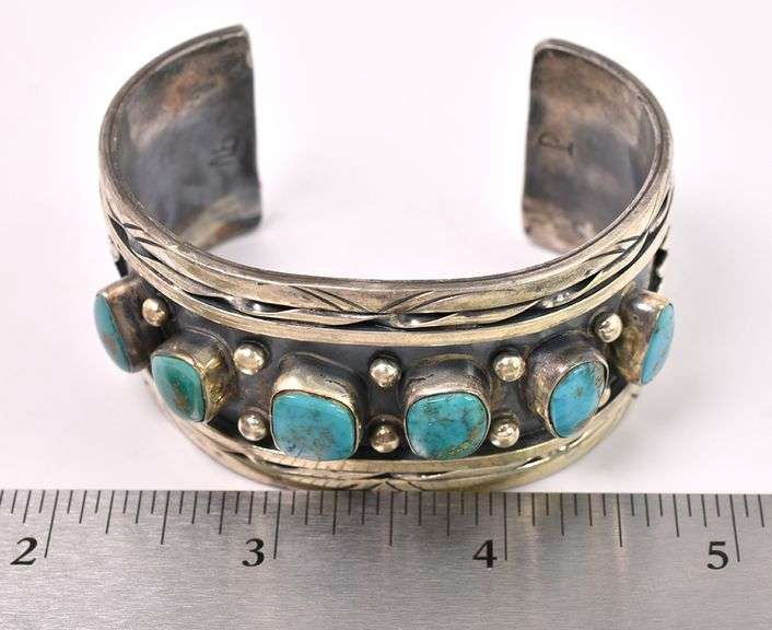 Turquoise Cuff Bracelet In Sterling Silver