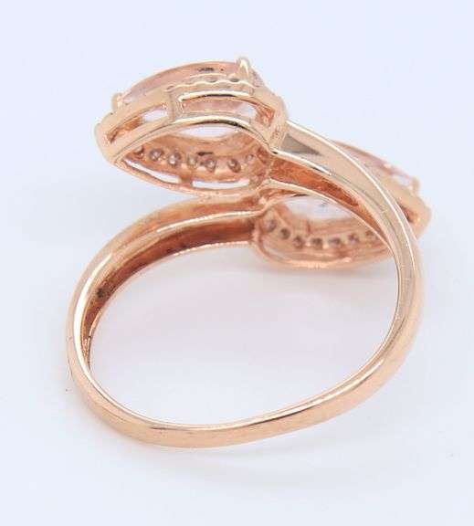 Lovely Rose Gold Pink Quartz and Diamond Ring