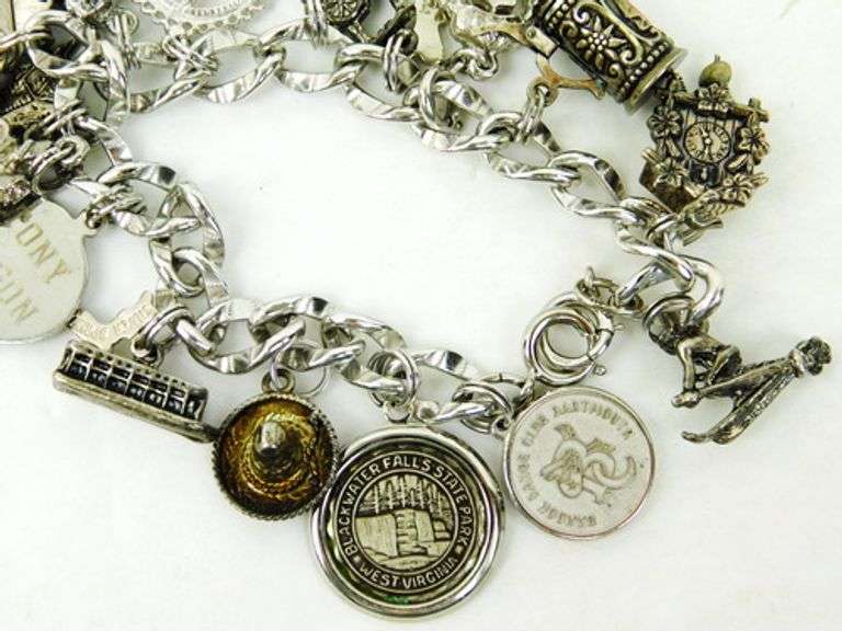 Fabulous Vintage Sterling Travel Charm Bracelet