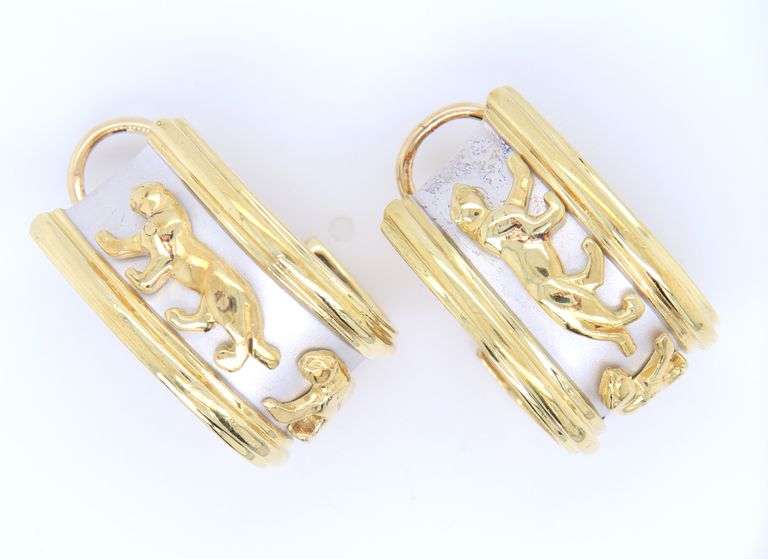 Chic 18kt YG Panther J Hoop Earrings