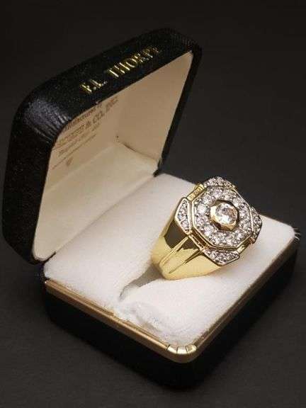 Men's 14 Kt Gold Plated Lab Simulated Diamond Ring
