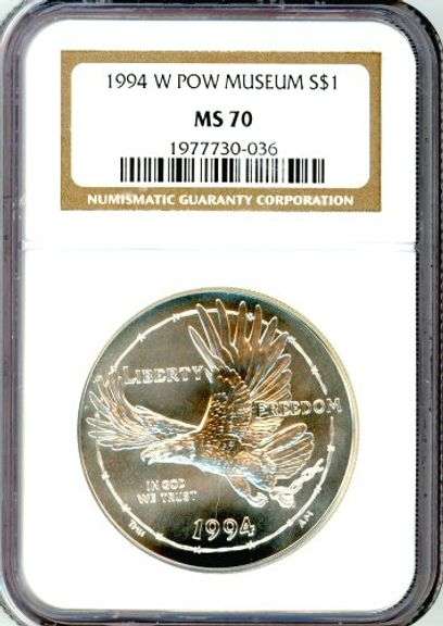 1994-W POW Museum Commemorative BU Silver Dollar in NGC MS70