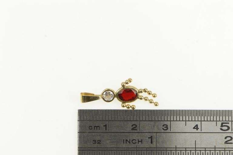 14K Yellow Gold January Birthstone Baby Sim. Garnet CZ Charm/Pendant