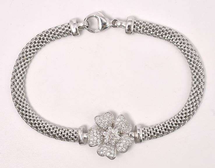 Flower CZ Bracelet In Sterling Silver