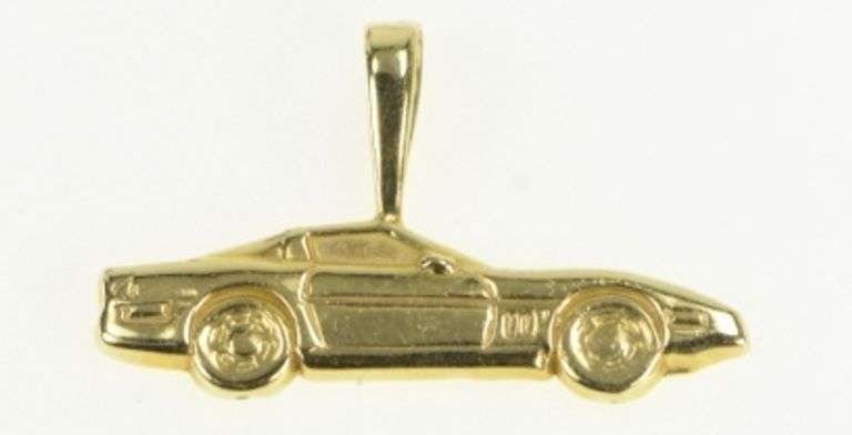 14K Yellow Gold Chevy C4 Corvette Vintage Sports Car 80s Charm/Pendant