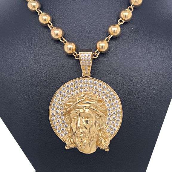14K Gold Jesus Piece Charm Necklace