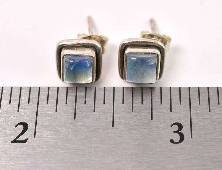 Moonstone Stud Earrings In Sterling Silver