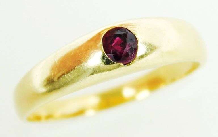 Antique 18K French Ruby Ring, Size 6.5