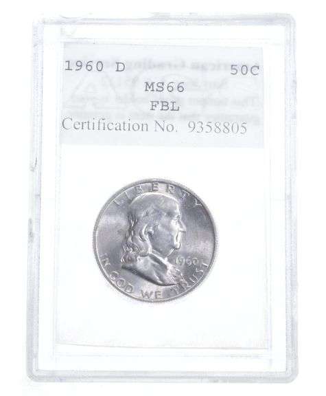 MS66 FBL 1960-D Franklin Half Dollar - Graded AGS