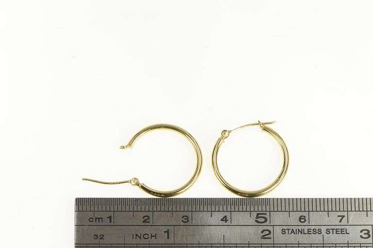14K Yellow Gold 21mm Classic Simple Hollow Hoop Earrings