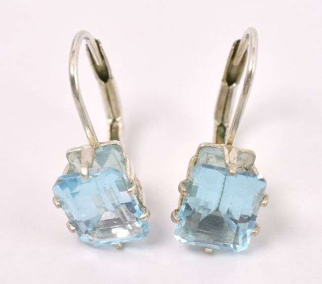 Blue Topaz Dangle Earrings In Sterling Silver