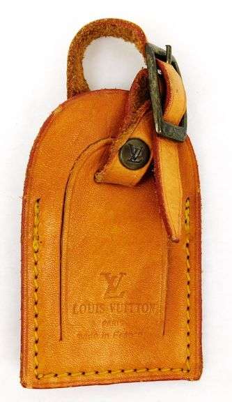 Vintage Authentic Louis Vuitton Leather Luggage Tag