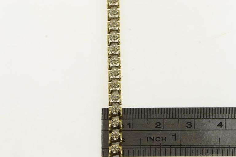 10K Yellow Gold Classic Diamond Squared Link Tennis Bracelet