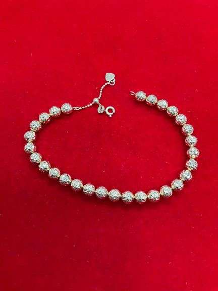 BRAND NEW 14K GOLD BEAD BRACELET , ADJUSTABLE LENGTH