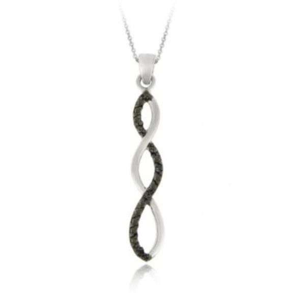 Black Diamond Accent Infinity Pendant in Sterling Silver