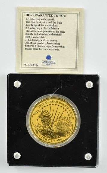 2021 Indian Head Double Eagle 1/200 Oz. .999 Gold Dream Replica COA