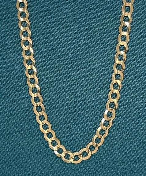 3MM 14K SOLID GOLD FLAT CUBAN LINK CHAIN WITH DIAMOND CUT DESIGN