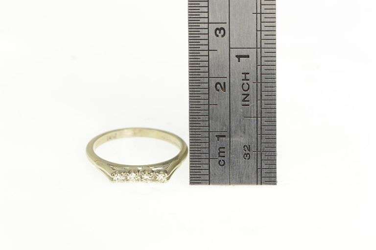 14K White Gold 0.10 Ctw Diamond Squared Wedding Band Ring