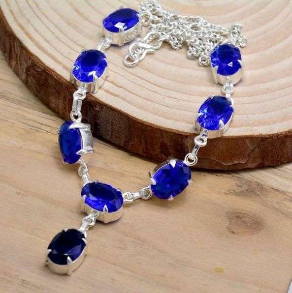 Stunning 41 Ctw Lab Sapphire Necklace
