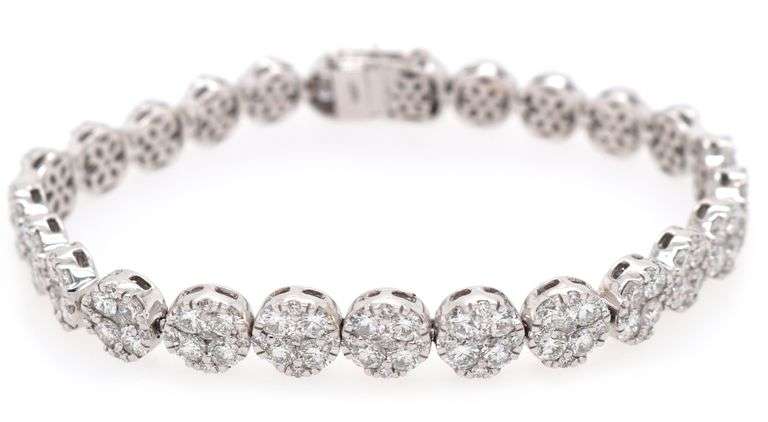 New 12.16ctw Diamond Cluster Tennis Bracelet in 14K