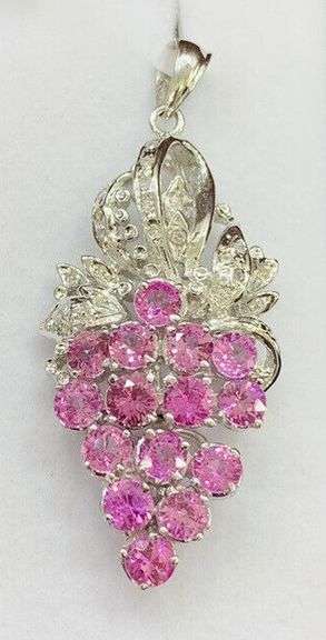 AMAZING PINK SAPPHIRE AND DIAMOND PENDANT IN 18KT SOLID GOLD