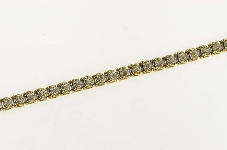 10K Yellow Gold Classic Diamond Squared Link Tennis Bracelet