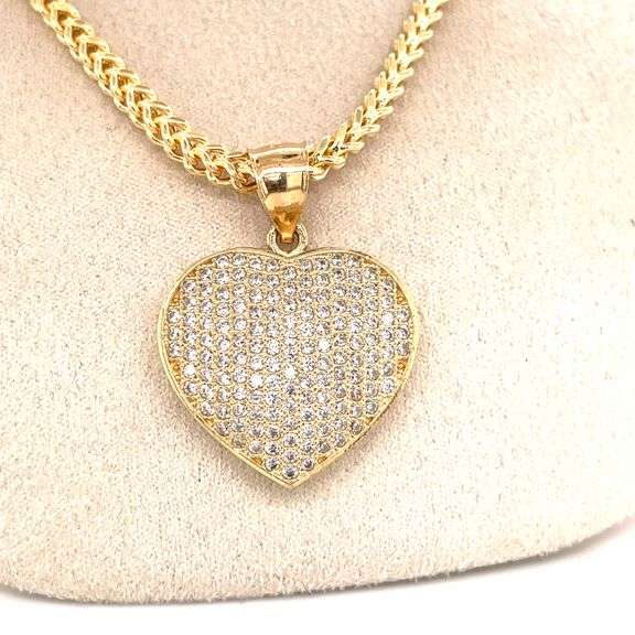14K YELLOW GOLD HEART CHARM WITH CHAIN