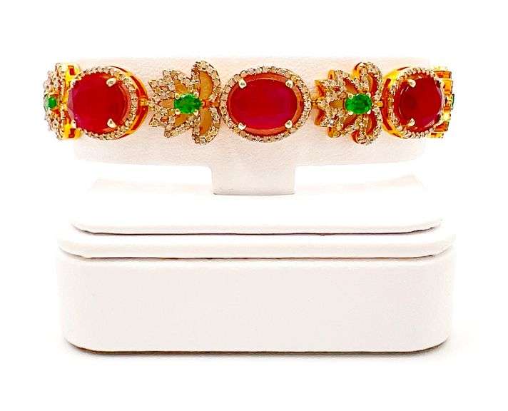 RUBY, EMERALD, & DIAMOND BRACELET