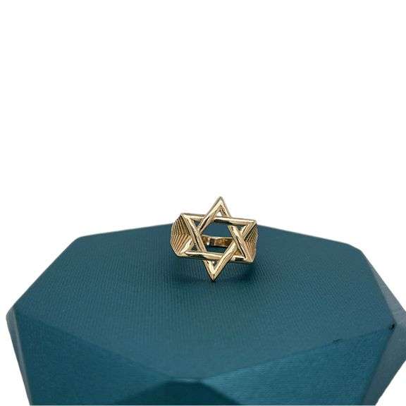 14K Gold Star of David Ring, Mazel Ring
