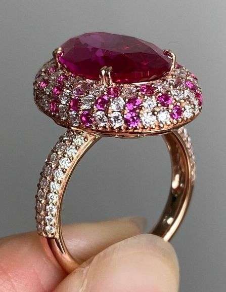 GORGEOUS 14KT SOLID YELLOW GOLD, RUBY, & DIAMOND COCKTAIL RING