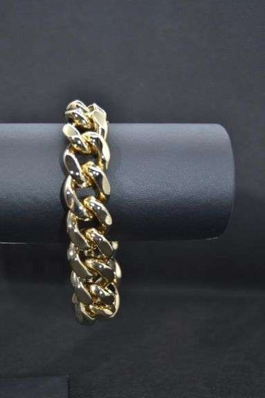 Huge 130 Gram 14 KT Gold Plated Cuban Link Bracelet