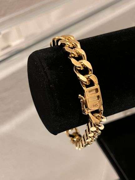 Strong 44.3 Gram 14 Kt  Gold Plate Curb Link Bracelet