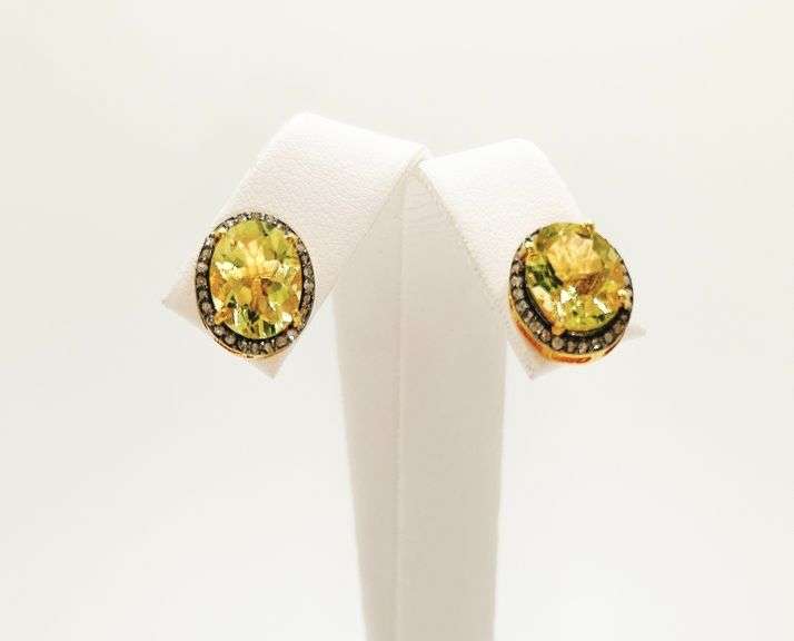 GROUP LOT OF 4X GEMSTONE AND DIAMOND EARRINGS