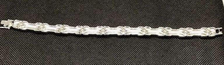STYLISH 14K WHITE GOLD STUNNING MEN’S DIAMOND BRACELET