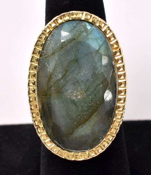 Rich Labradorite Gem Ring In 14K Yellow Gold