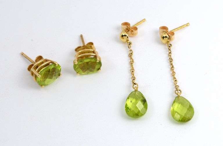 Two Differing Styles of Peridot Earrings