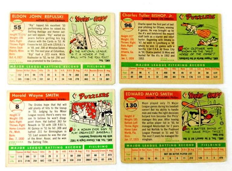 4 Topps 1955 Baseball Cards