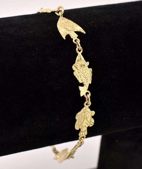 Creative Fish Link Bracelet In 14K Yellow Gold