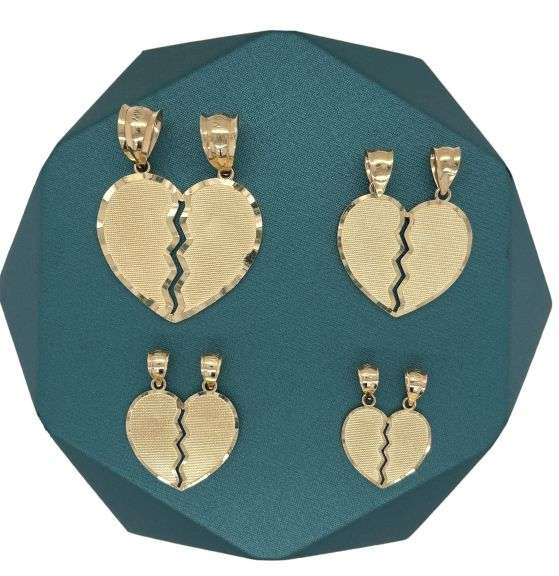14K YELLOW GOLD BROKEN HEART CHARM WITH CHAIN