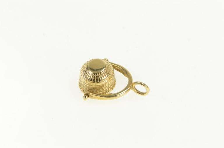 14K Yellow Gold Articulated Woven Basket Bucket Vintage Charm/Pendant